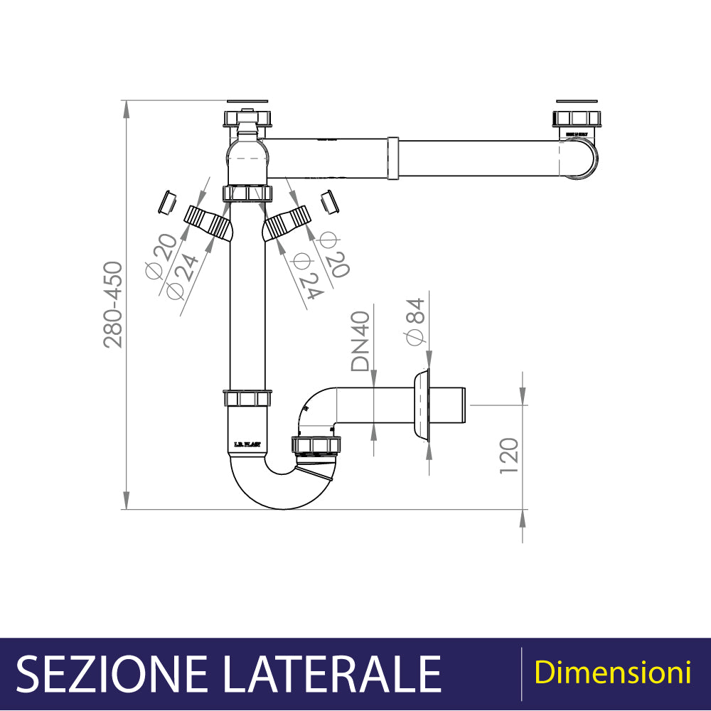 SIFONE PER LAVELLO A 2 VIE SALVASPAZIO AUTOPULENTE "2K" - img 4