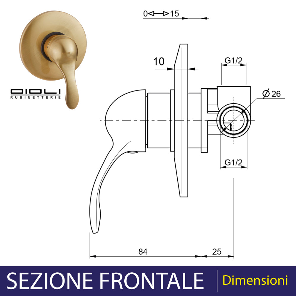 MISCELATORE DOCCIA INCASSO ARCANA BRONZO - img 4