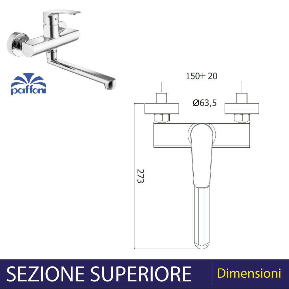 MISCELATORE LAVELLO A PARETE "LIME" CON CANNA ORIENTABILE - img 5