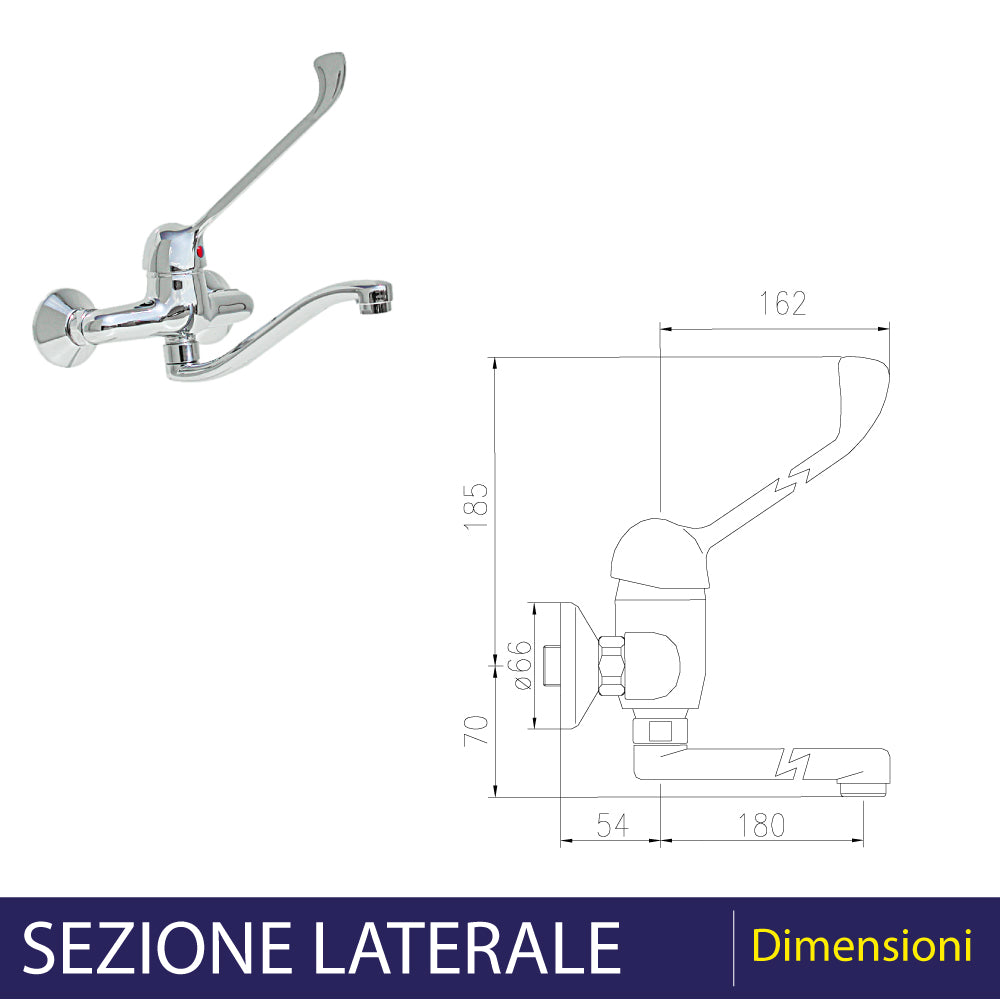 MISCELATORE LAVELLO A PARETE CON LEVA CLINICA - img 5
