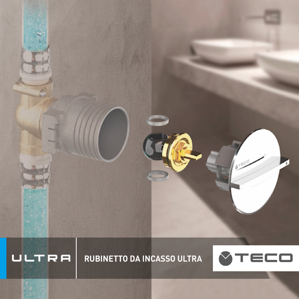 RUBINETTO DI INTERCETTAZIONE DA INCASSO FILO MURO ULTRA VERSIONE DIRITTA TECO - img 4