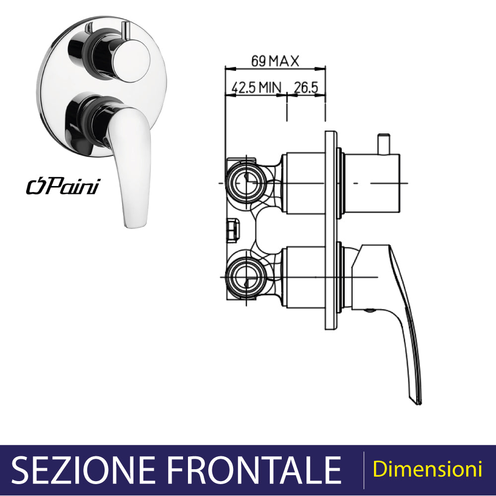 MISCELATORE DOCCIA INCASSO CON DEVIATORE "NEW BERRY" - img 4