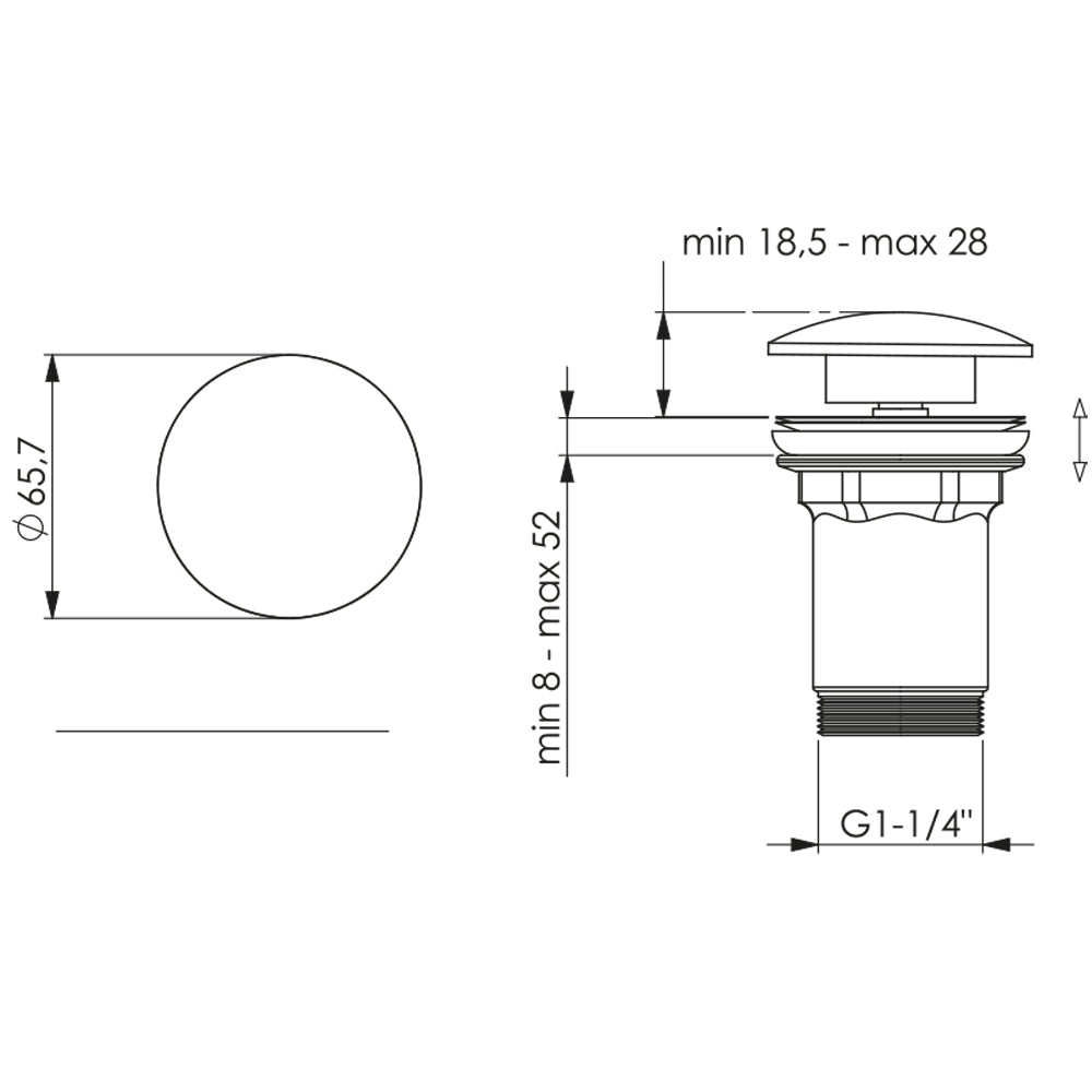 PILETTA CLICK CLACK CON TAPPO IN CERAMICA BIANCO STP - img 3