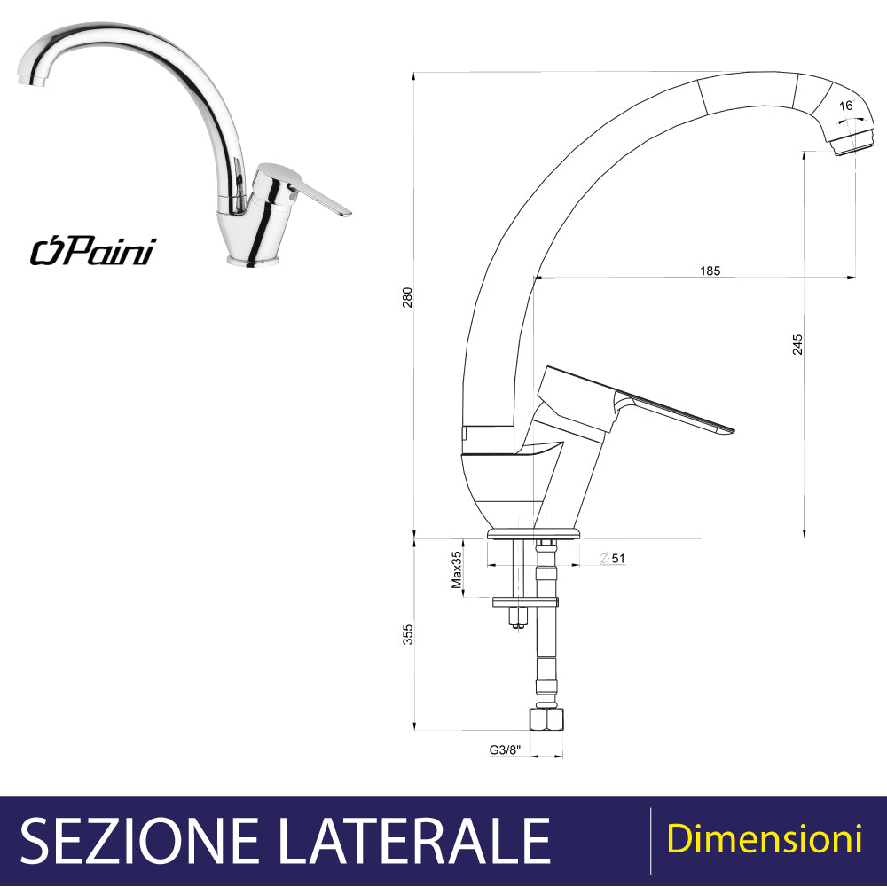 MISCELATORE LAVELLO CON CANNA ORIENTABILE "P3" - img 5