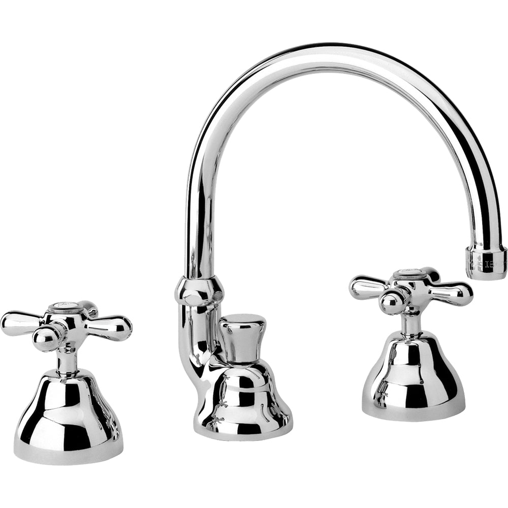 BATTERIA LAVABO A TRE FORI CON BOCCA ALTA ORIENTABILE "LIBERTY" - img 2