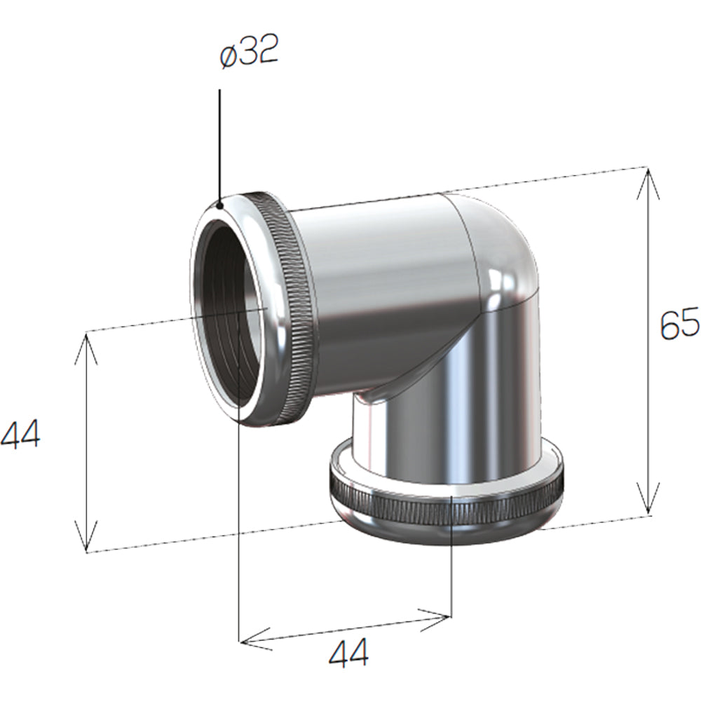 RACCORDO PER CANOTTI M/M 90° IN OTTONE CROMATO + 2 GHIERE - img 3