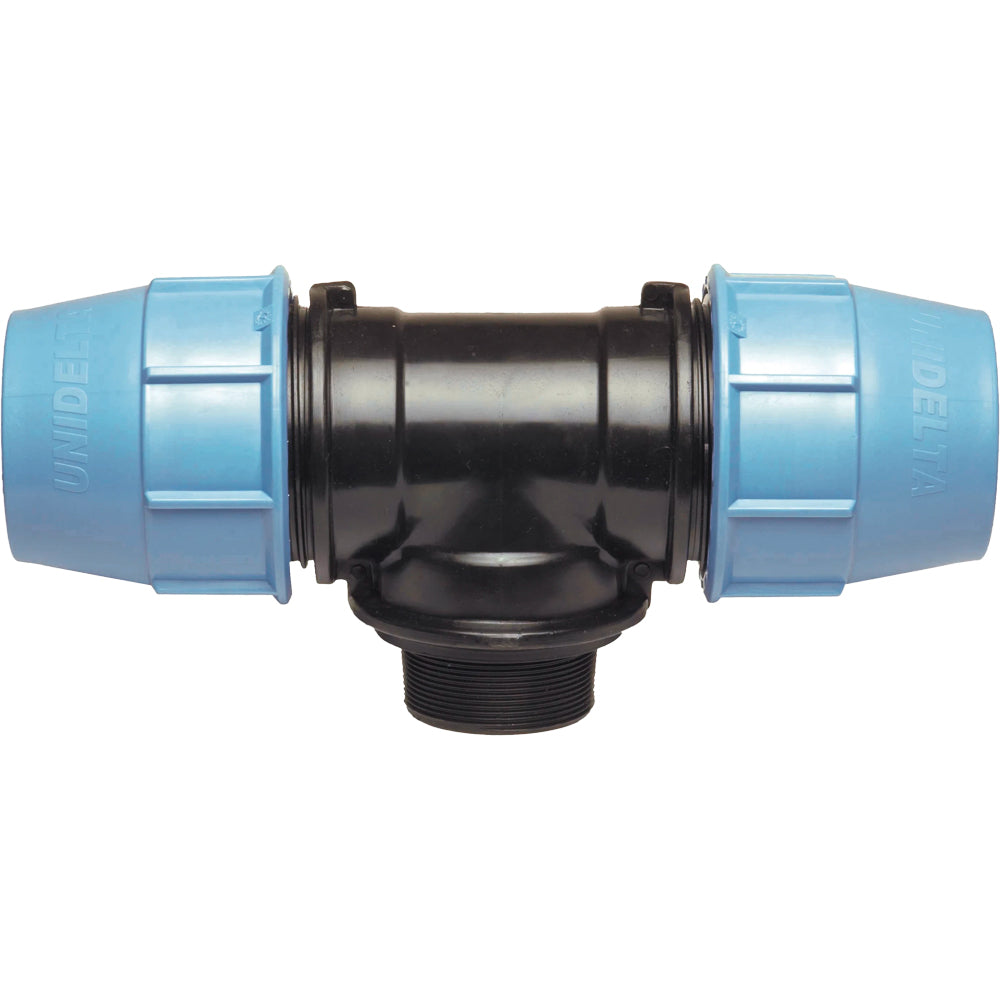 TEE CON DERIVAZIONE MASCHIO A COMPRESSIONE PER TUBO POLIETILENE UNIDELTA - img 2