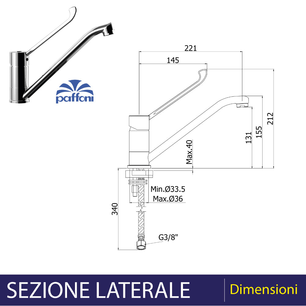 MISCELATORE LAVELLO MONOFORO LEVA CLINICA CANDY - img 5