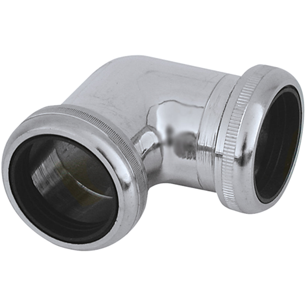 RACCORDO PER CANOTTI M/M 90° IN OTTONE CROMATO + 2 GHIERE - img 2
