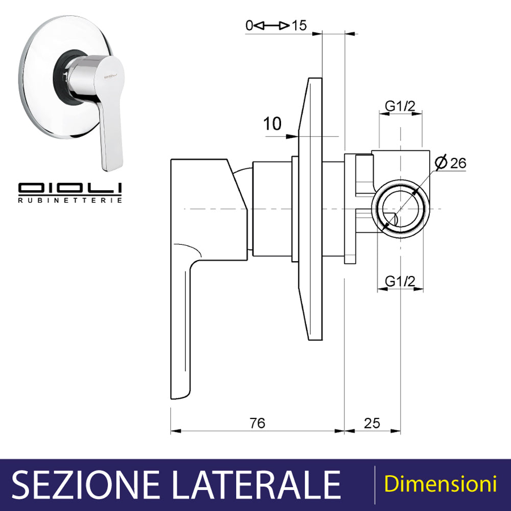 MISCELATORE DOCCIA INCASSO STILE - img 4