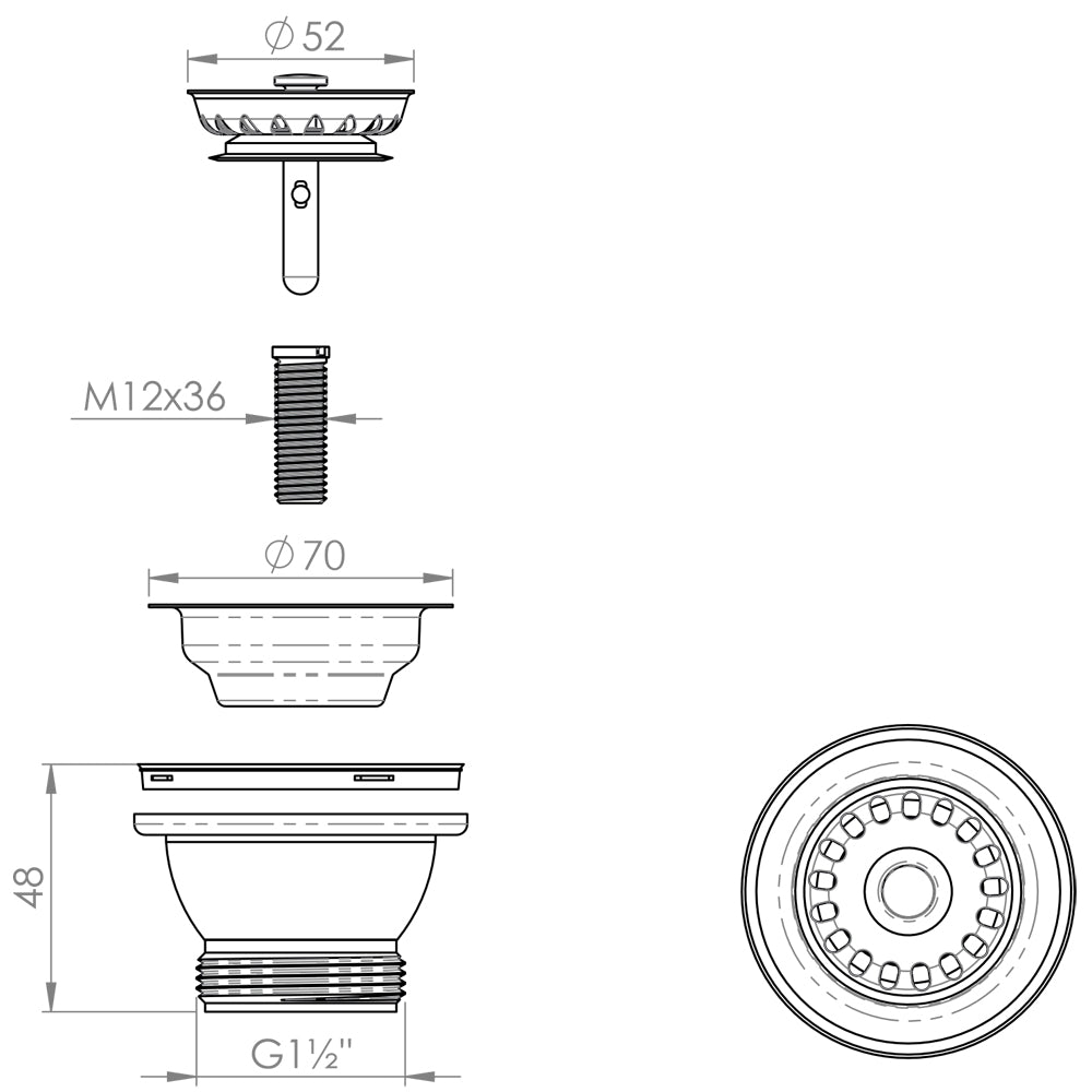 PILETTA CANESTRO PER LAVELLO CUCINA CON FORO Ø60 STP - img 3