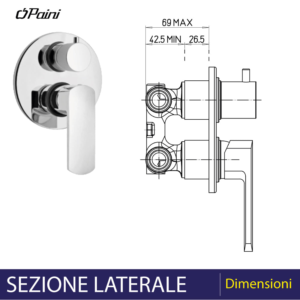 MISCELATORE INCASSO DOCCIA CON DEVIATORE "STILE" - img 5