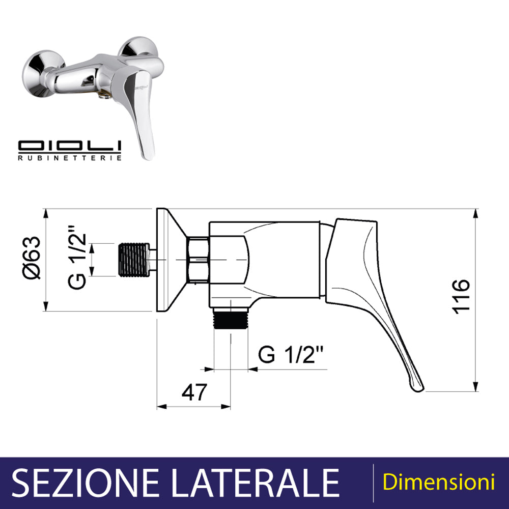 MISCELATORE DOCCIA ESTERNO KAPPA LEVA FRONTALE - img 3
