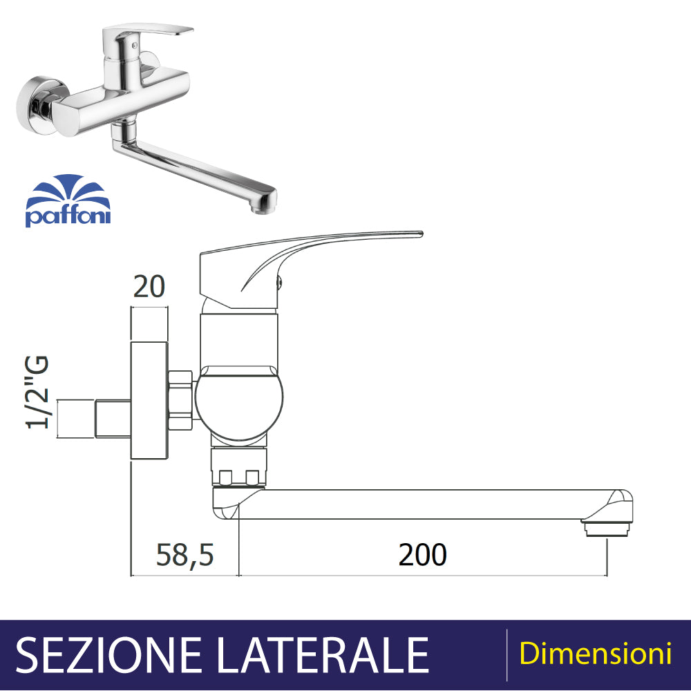 MISCELATORE LAVELLO A PARETE "LIME" CON CANNA ORIENTABILE - img 4
