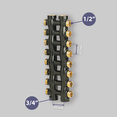 COLLETTORE COMPLANARE MASCHIO/FEMMINA 3/4" PER TUBO RAME/PEX/MULTISTRATO ICMA - img 3