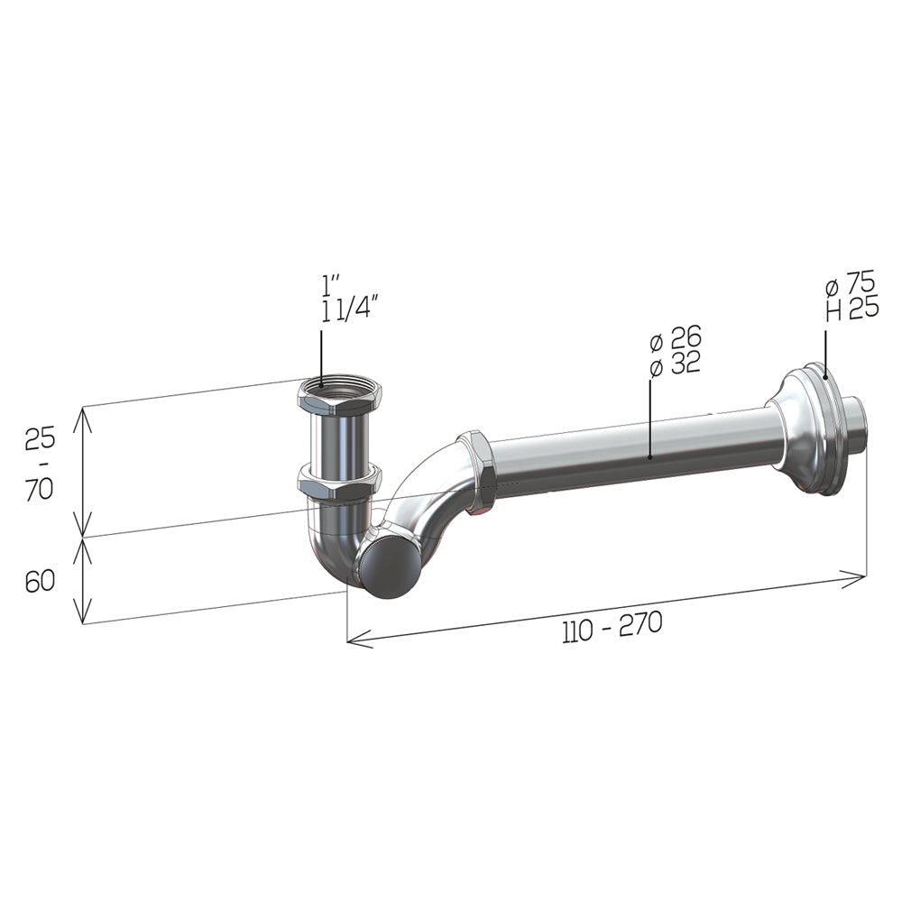 SIFONE PER LAVABO E BIDET CON ISPEZIONE LATERALE "CONCORD" GHIDINI - img 3
