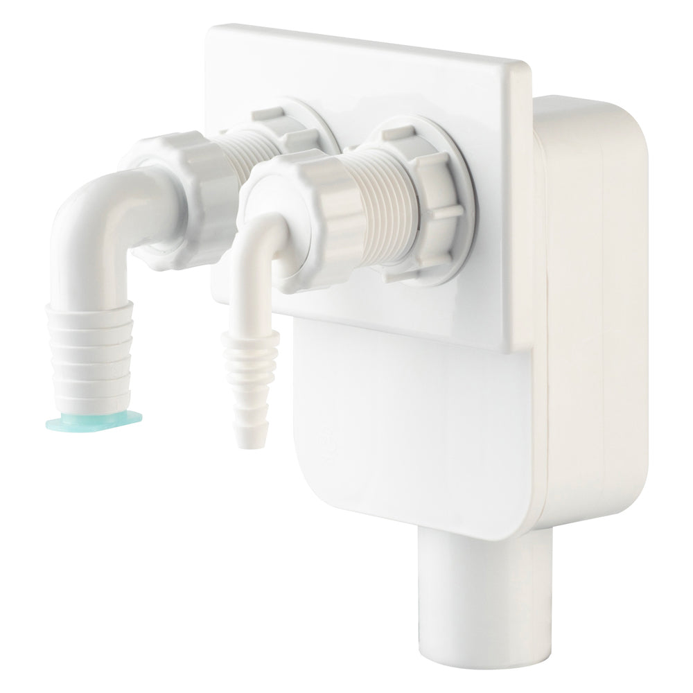 SIFONE INCASSO CON DOPPIO ATTACCO LAVATRICE + ASCIUGATRICE OMP - img 2