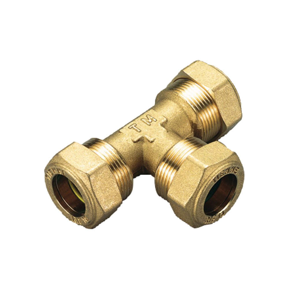TEE CON 3 DADI A COMPRESSIONE CON O-RING GIALLO PER GAS TIEMME - img 3