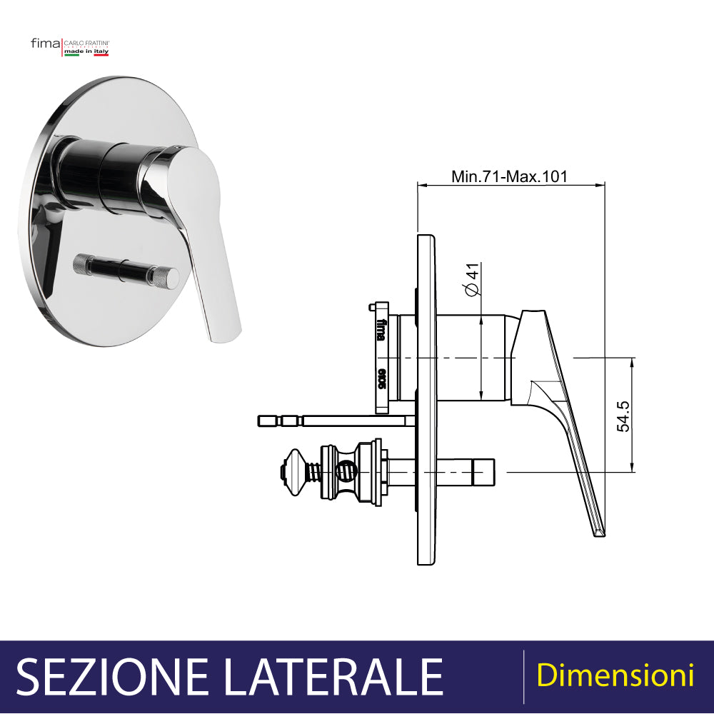 MISCELATORE DOCCIA INCASSO CON DEVIATORE "SERIE 4" LEVA CHIUSA - img 5