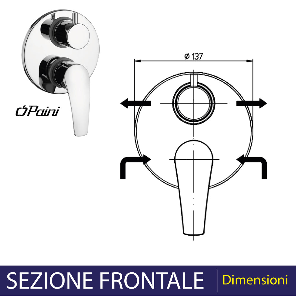 MISCELATORE DOCCIA INCASSO CON DEVIATORE "NEW BERRY" - img 3