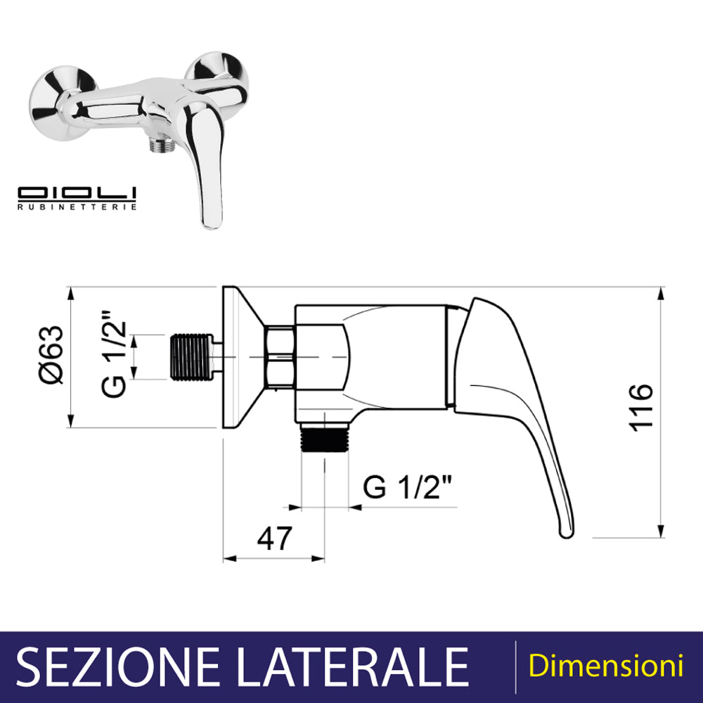 MISCELATORE ESTERNO DOCCIA VENEZIA LEVA FRONTALE - img 4
