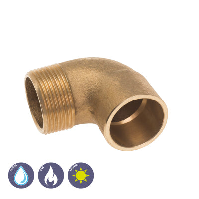 GOMITO A 90° FILETTATO MASCHIO IN BRONZO A SALDARE - img 2