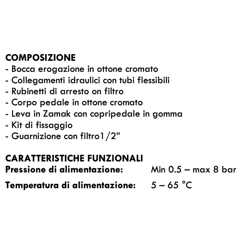 KIT COMPLETO RUBINETTO A PEDALE CON BOCCA DI EROGAZIONE MODELLO "U" - img 4