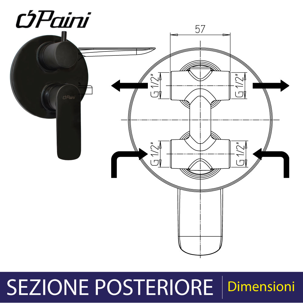 MISCELATORE DOCCIA INCASSO CON DEVIATORE "NOVE" - img 5