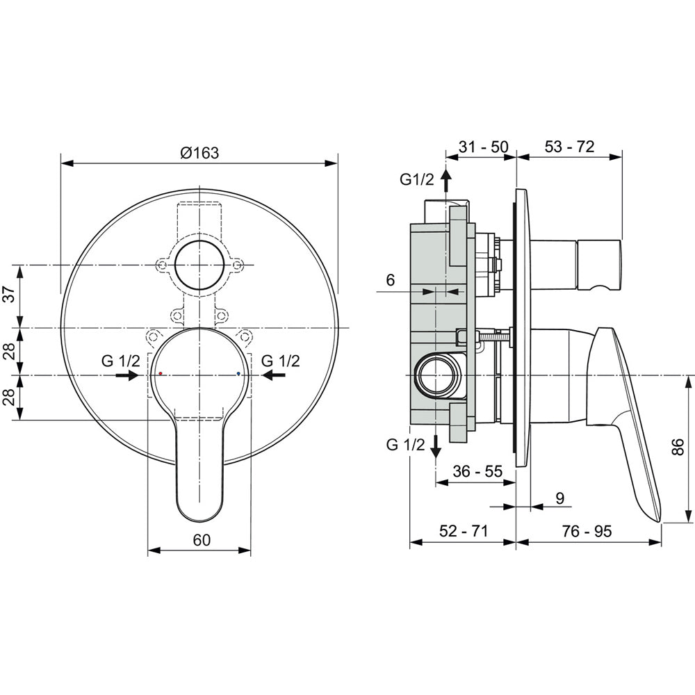 MISCELATORE INCASSO DOCCIA CON DEVIATORE ALPHA - img 4