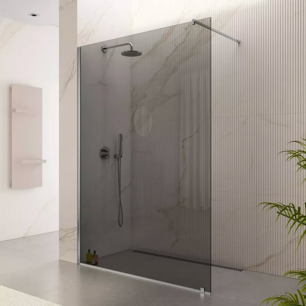 PARETE DOCCIA WALK-IN "ITACA" VETRO GREY Sp.6 mm PROFILO CROMO - img 3
