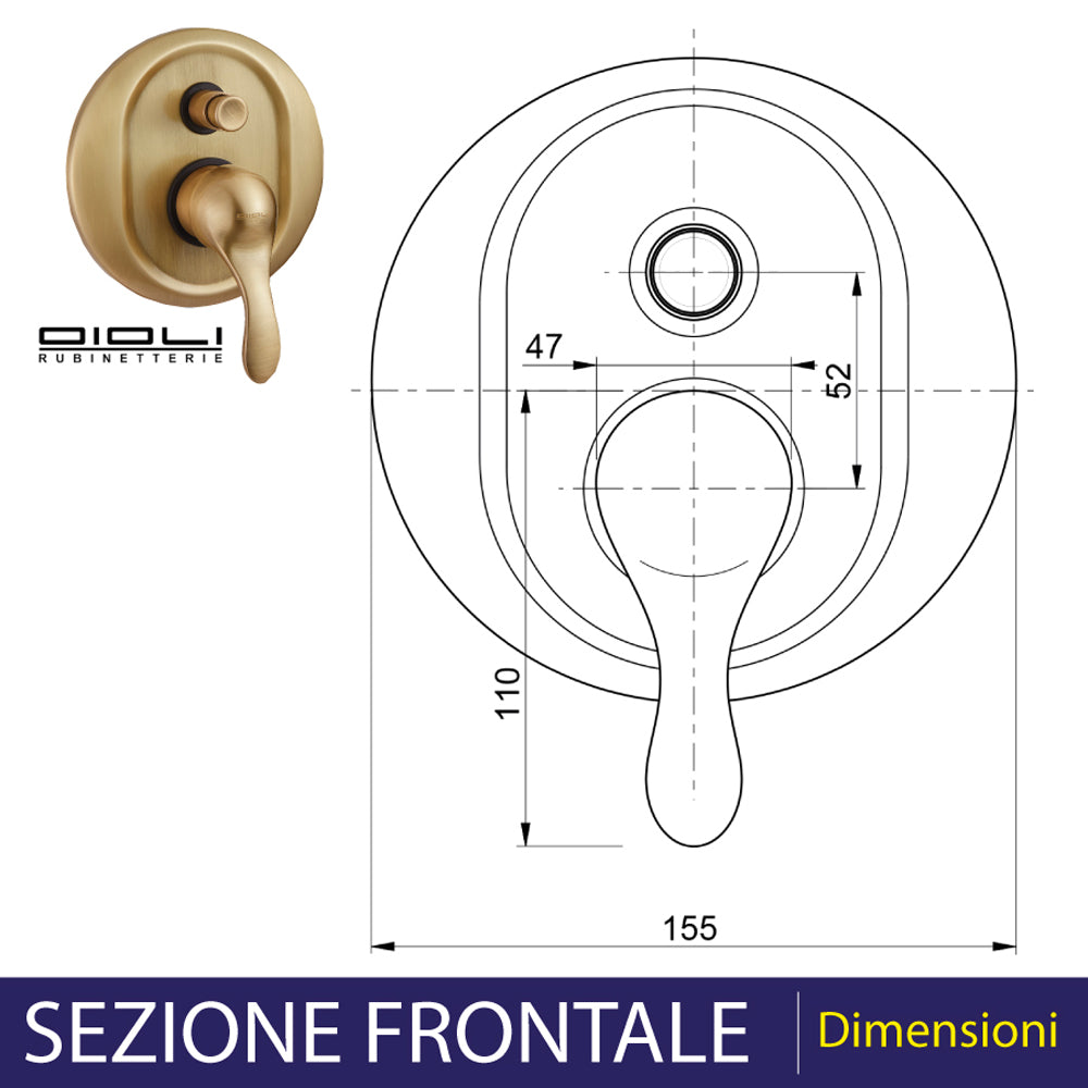 MISCELATORE DOCCIA INCASSO CON DEVIATORE ARCANA BRONZO - img 4