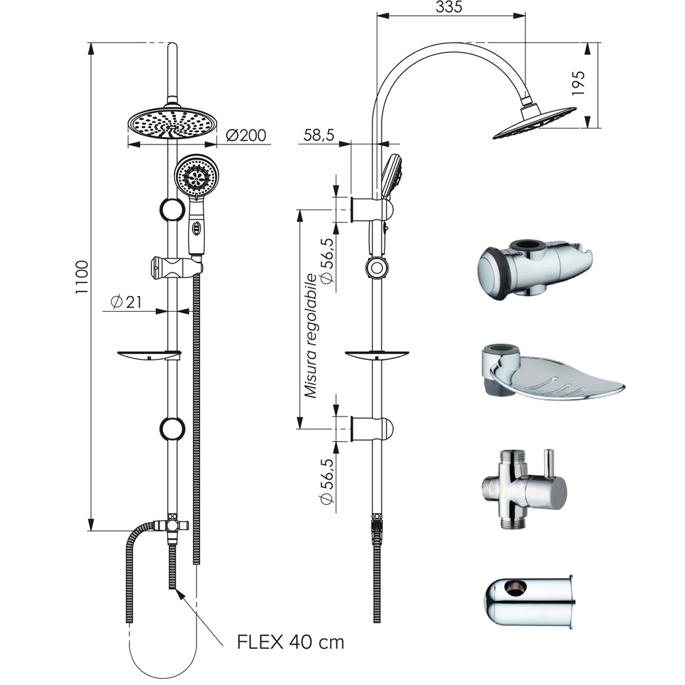 SET COLONNA DOCCIA MONOGETTO "SMART TONDA" CROMO - img 4