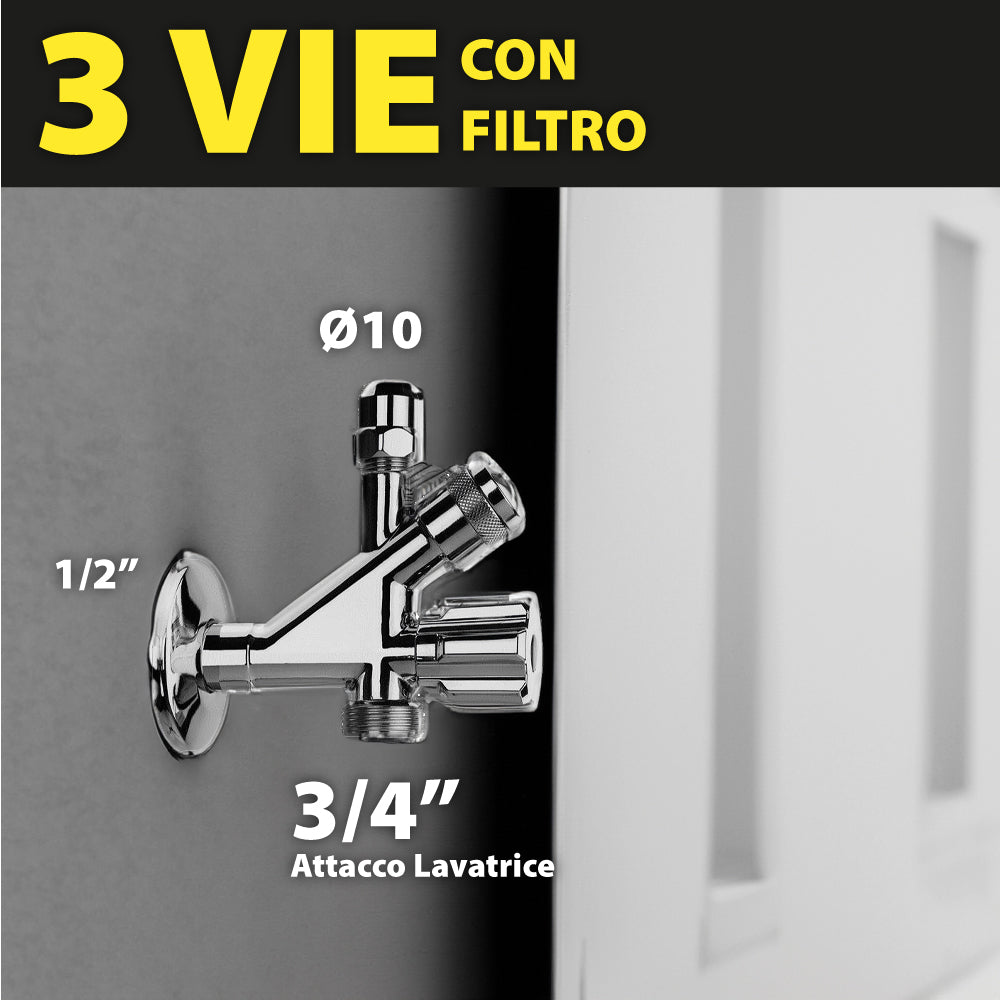 RUBINETTO SOTTOLAVABO COMBINATO LAVATRICE A 3 VIE CON FILTRO - img 4