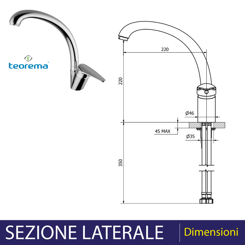 MISCELATORE LAVELLO T-ONE CANNA FUSA - img 3