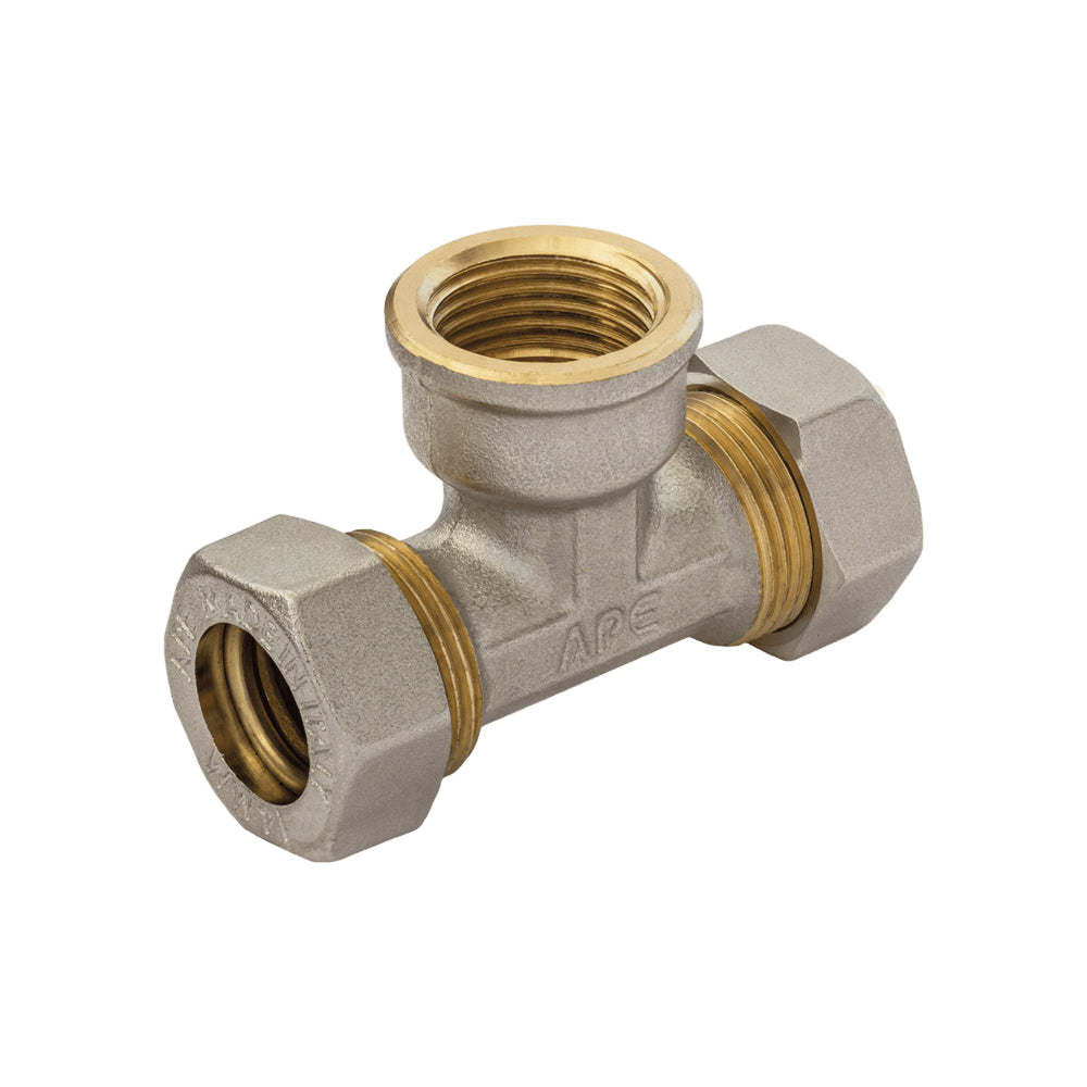 TEE FEMMINA A COMPRESSIONE O-RING PER TUBO RAME APE - img 3