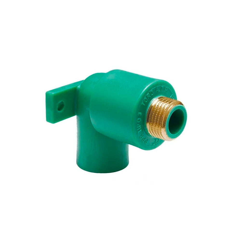 GOMITO FILETTATO MASCHIO CON STAFFA IN PPR VERDE PN25 - img 2