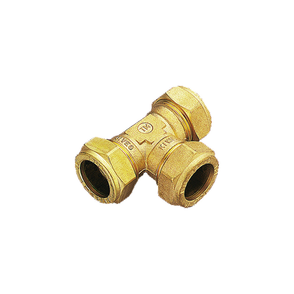 TEE CON 3 DADI A COMPRESSIONE CON OGIVA IN OTTONE PER TUBO RAME TIEMME - img 3