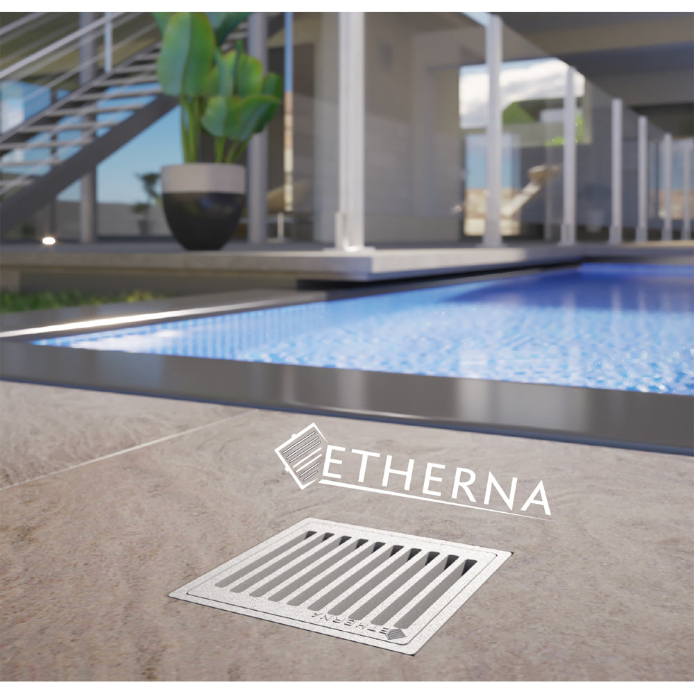 GRIGLIA PLUVIALE IN ALLUMINIO CON TELAIO RIGATO "ETHERNA" - img 3