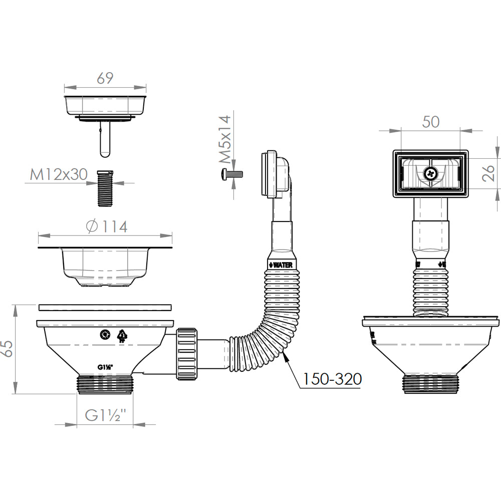 PILETTA "MULTI STYLE" PER LAVELLO CUCINA CON FORO Ø90 CTP RETTANGOLARE - img 3