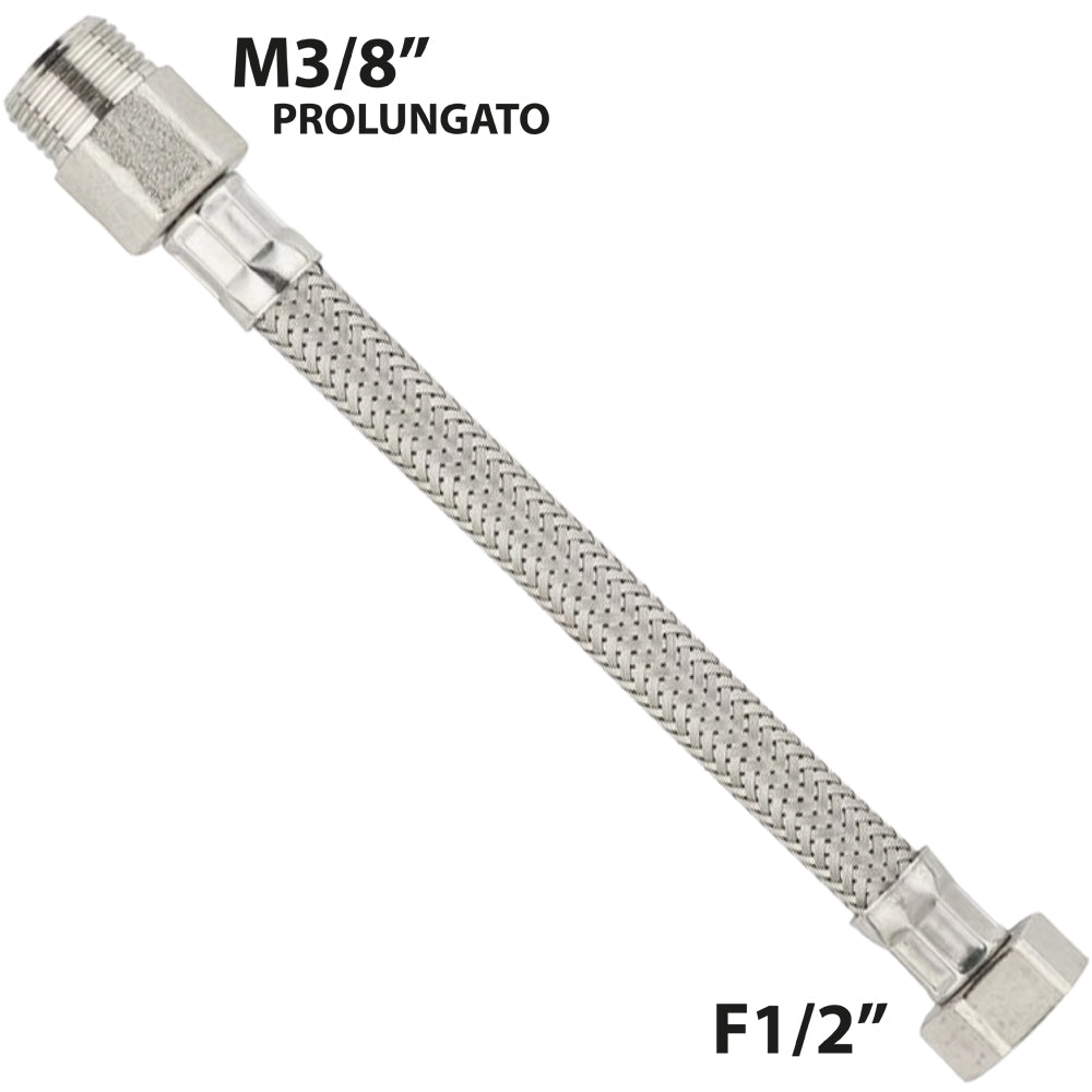 FLESSIBILE IN ACCIAIO INOX M3/8" PROLUNGATO X F1/2" - img 2