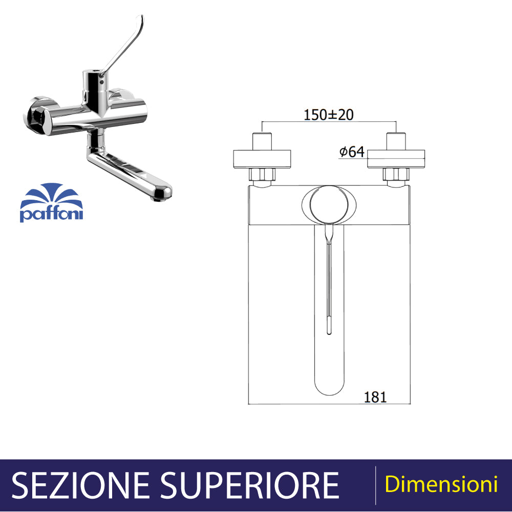 MISCELATORE LAVELLO A PARETE CON LEVA CLINICA "CANDY" - img 4
