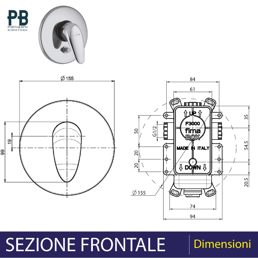 MISCELATORE DOCCIA INCASSO CON DEVIATORE "SERIE 18" - img 4