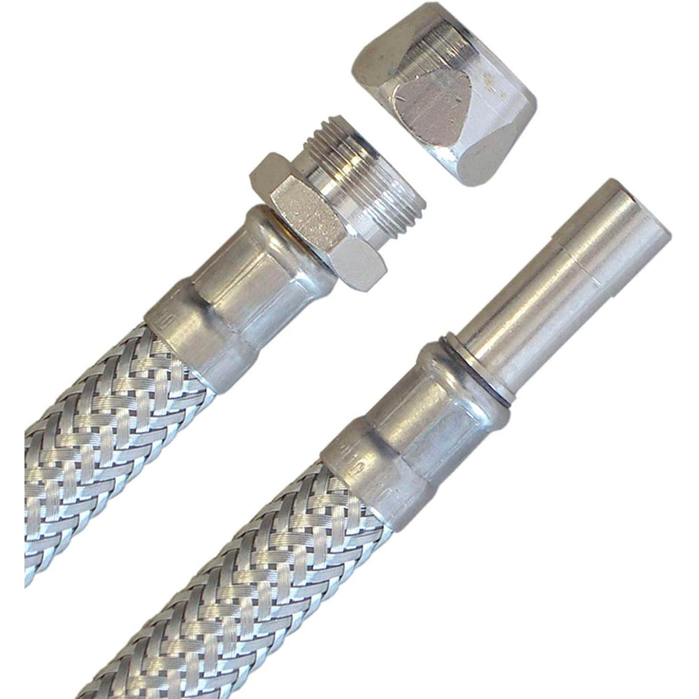 FLESSIBILE IN ACCIAIO INOX M3/8x10 BICONO CON TRONCHETTO Ø10 - img 3