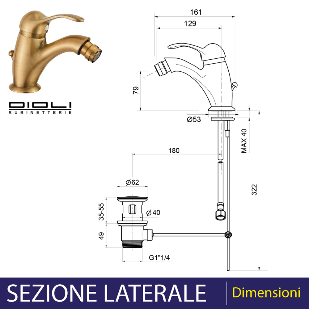 MISCELATORE BIDET ARCANA BRONZO - img 3
