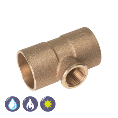 TEE FILETTATO FEMMINA IN BRONZO A SALDARE - img 2