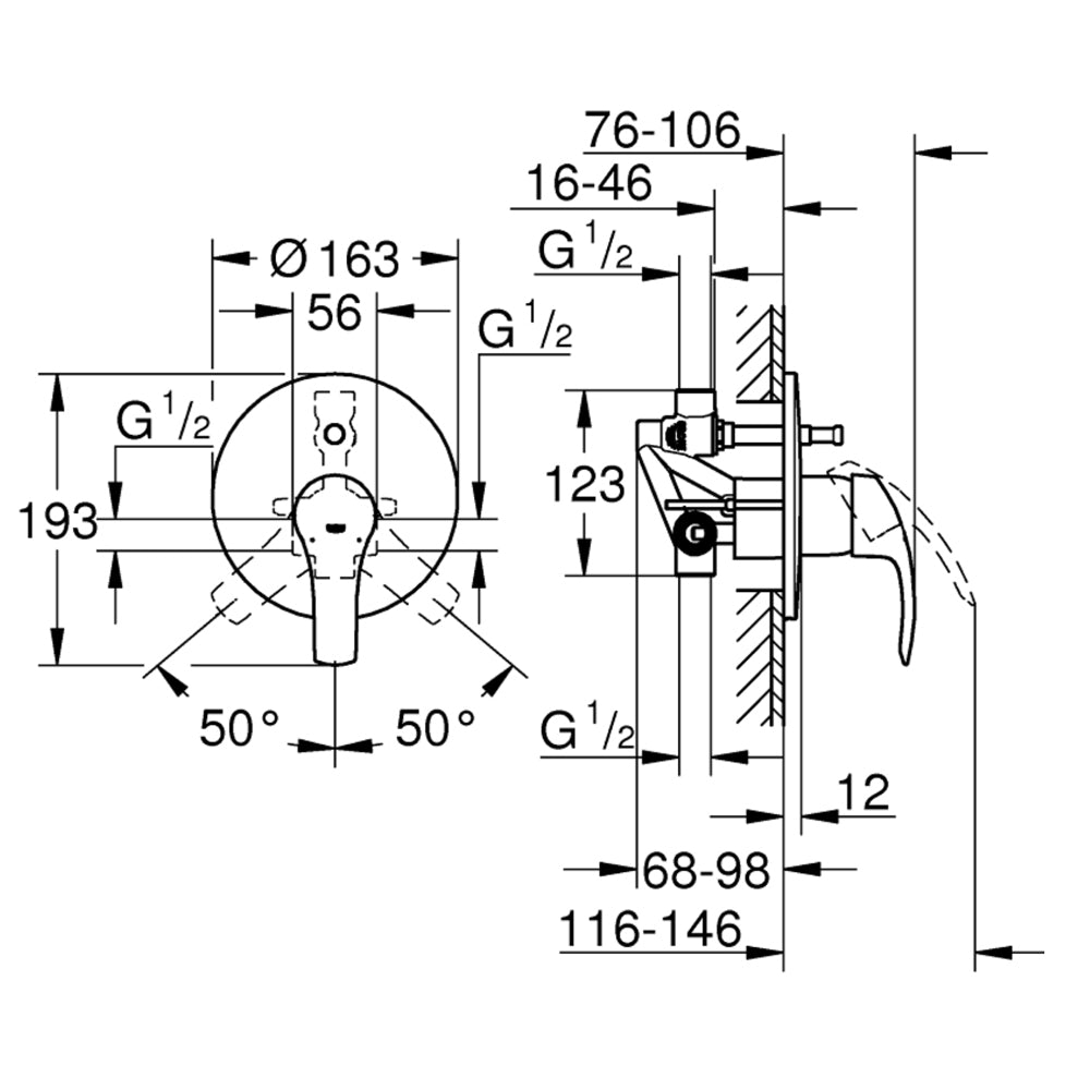 MISCELATORE DOCCIA INCASSO "EUROSMART NEW" CON DEVIATORE - img 4