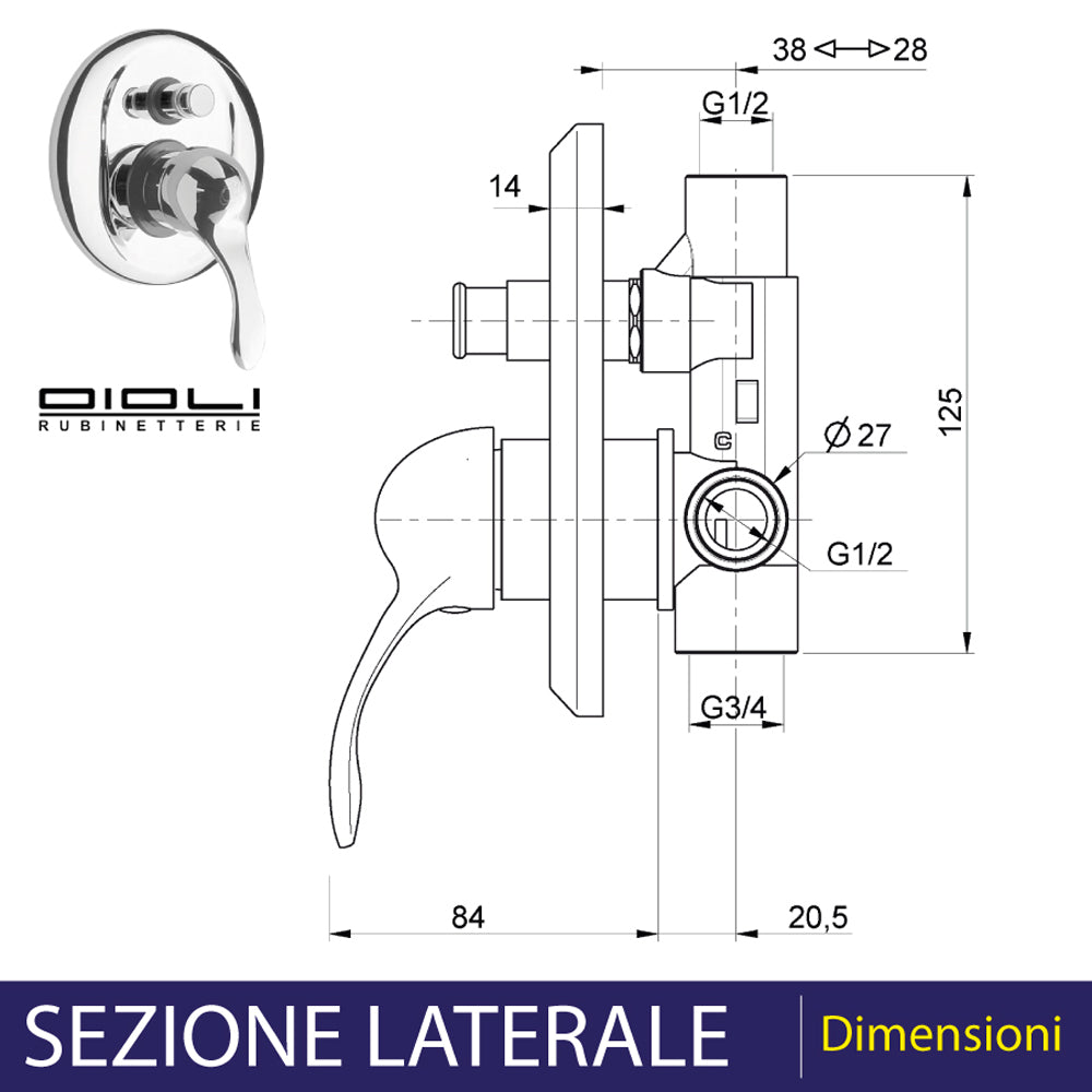 MISCELATORE DOCCIA INCASSO CON DEVIATORE ARCANA - img 4