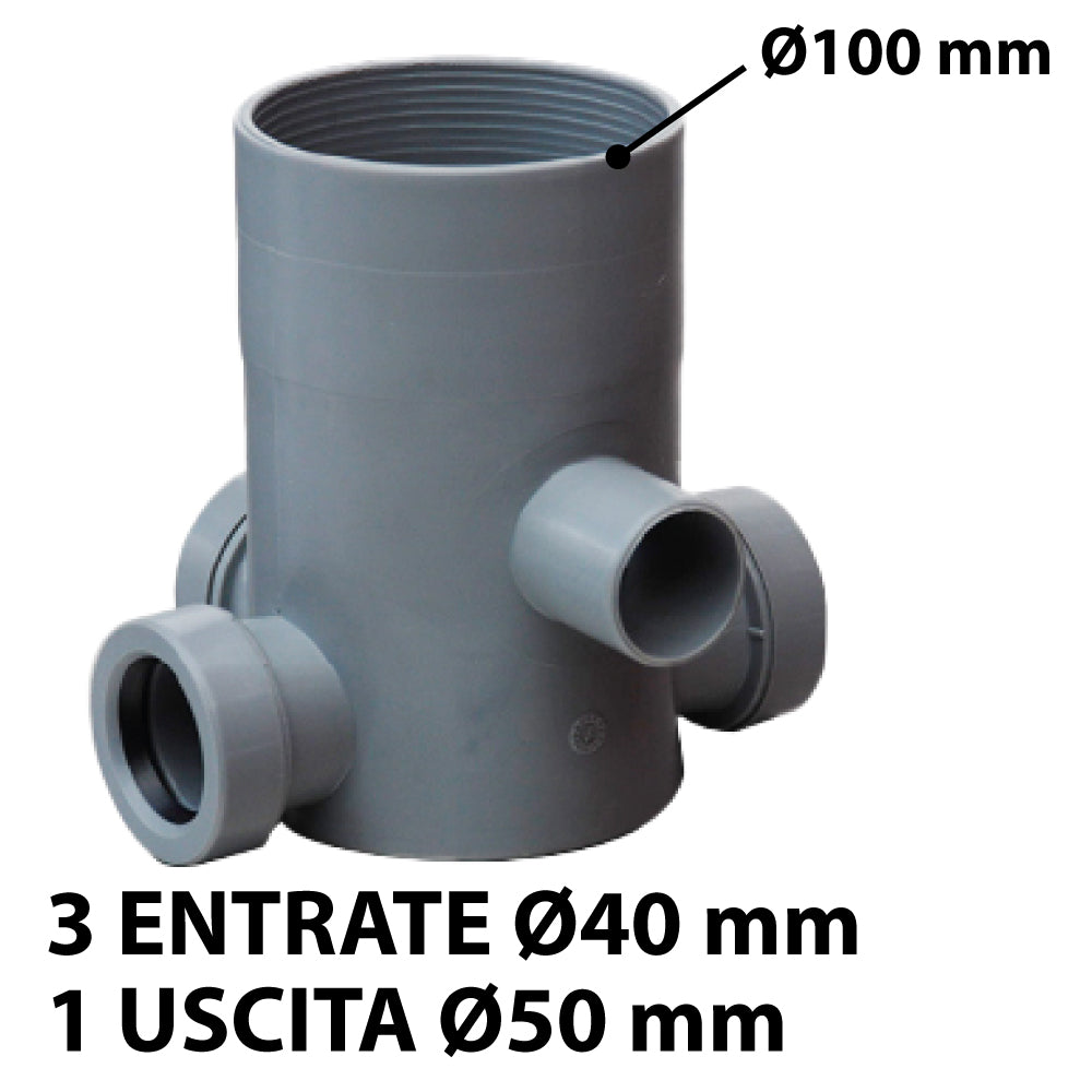 POZZETTO WC ALTO H.170 A INNESTO Ø100 IN PP GRIGIO - img 5