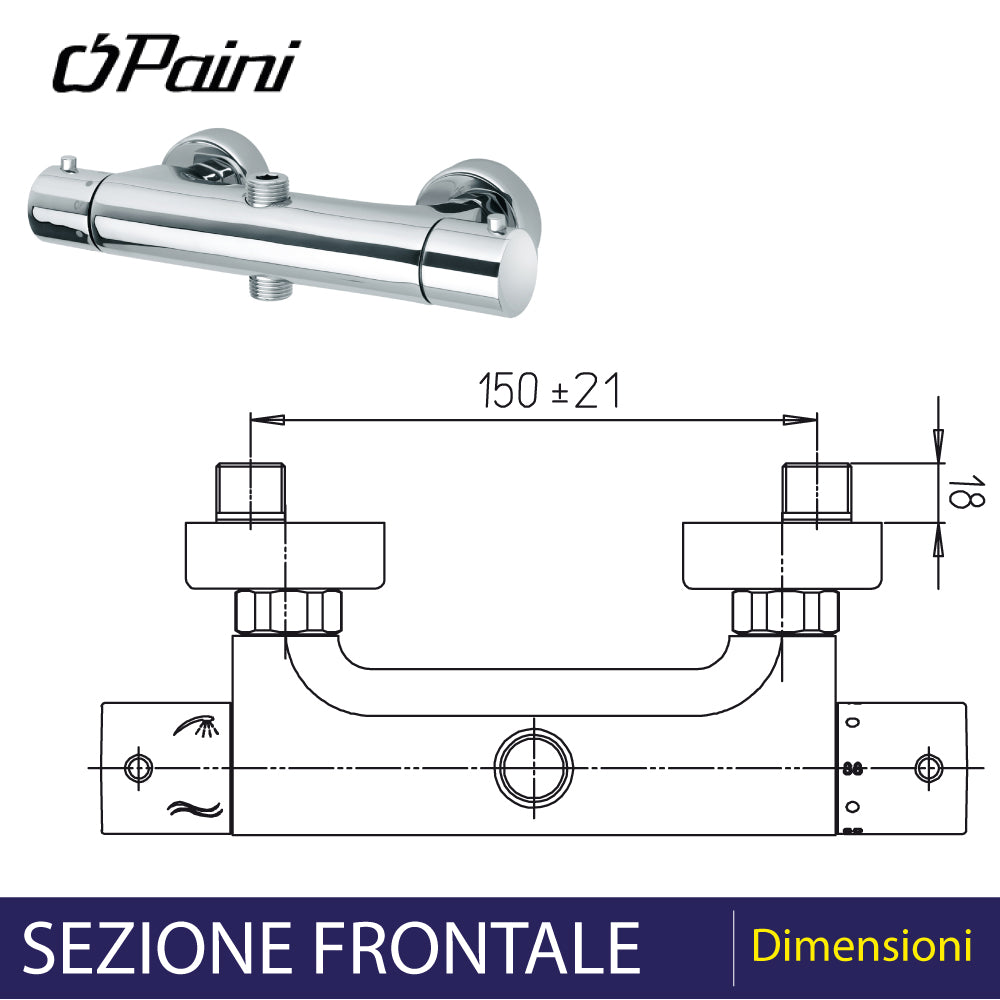 MISCELATORE TERMOSTATICO DOCCIA CON DEVIATORE A 2 VIE "DISCO" - img 3