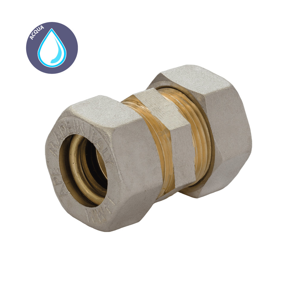 RACCORDO DIRITTO DOPPIO A COMPRESSIONE O-RING PER TUBO RAME APE - img 2